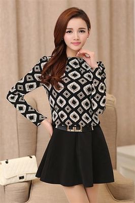 2015春款韩版时尚修身拼接连衣裙 春季新风尚，一件代发轻松开启服装生意